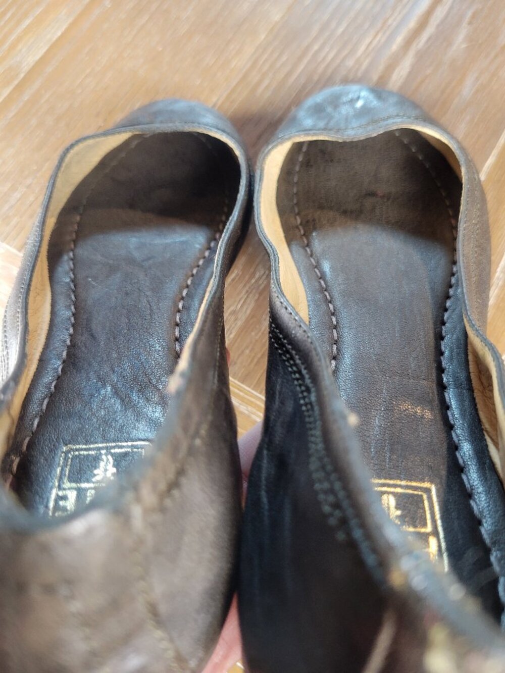 Frye Charcoal Gray Leather Ballet Flats Women's 8.5 B Round Toe Slip On - Picture 10 of 15